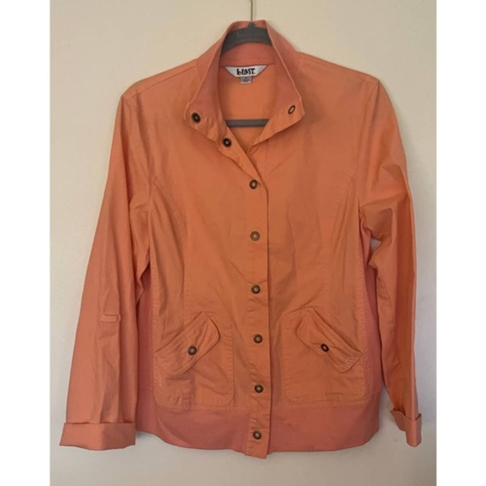 VTG Womens Blast Coral Light Jacket Size Medium Stretch With Pockets Snap Front - Picture 7 of 7